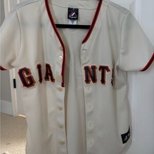 Majestic Cream Baseball Jersey with Black and Orange Trim